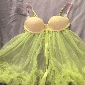 NWT Lime Green Open front babydoll